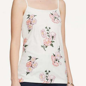 Ivory and Floral Scoop Neck Camisole, NWT